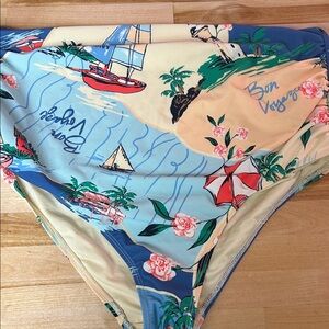 Tropical Print High-Waisted maternity swim bottoms